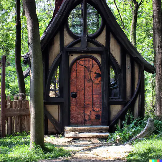 ai generated photo of a cabin in the woods in the style of Harry Potter