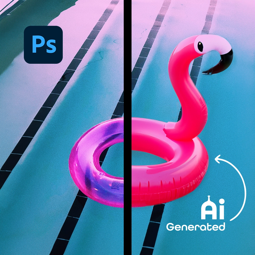 Before After image of an photoshop ai edited image