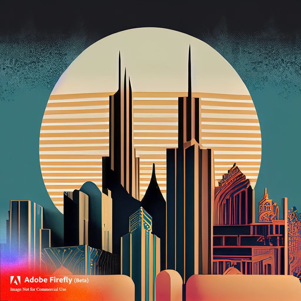 Illustration of a skyline in art deco style