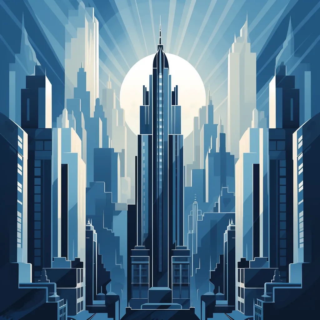 Illustration of a skyline in art deco style