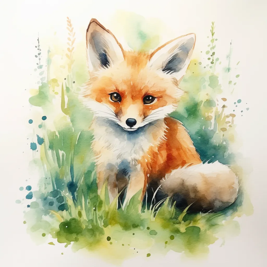Midjourney watercolor fox