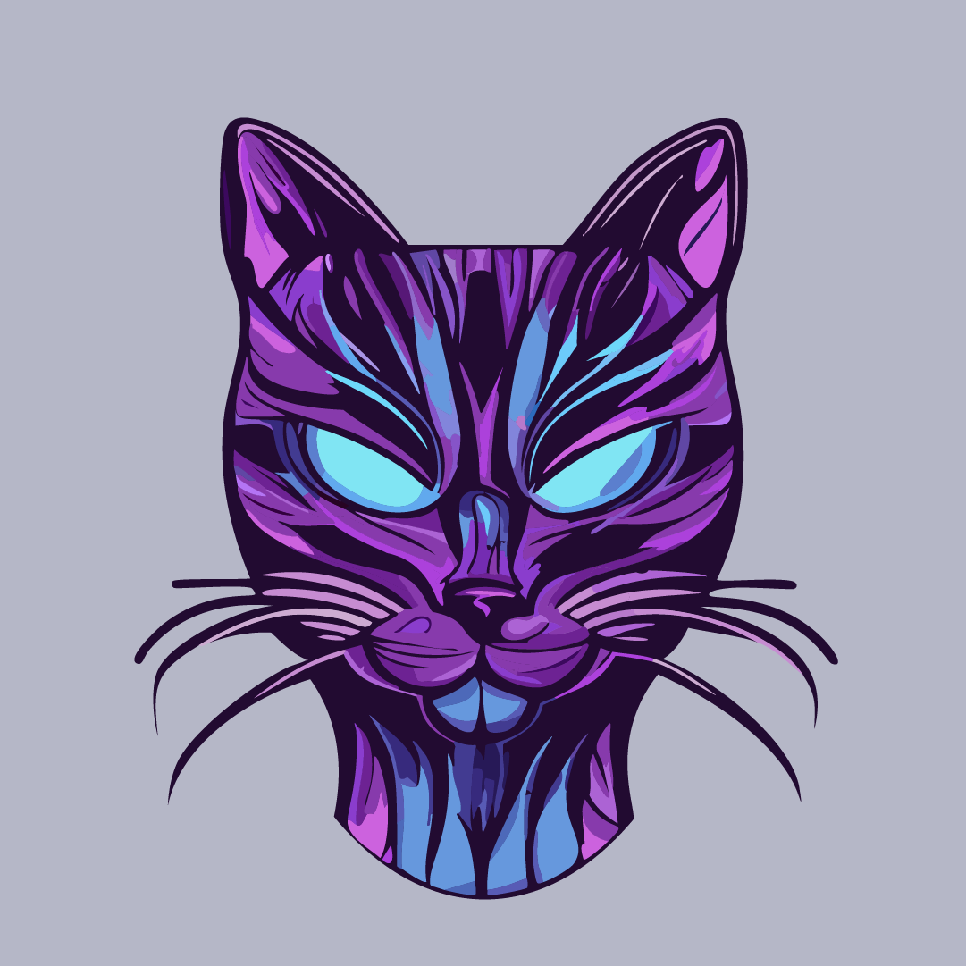 line art illustration of a cat on an alien planet AI generated in Illustrator