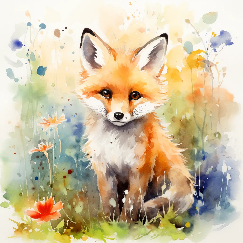 Midjourney watercolor fox
