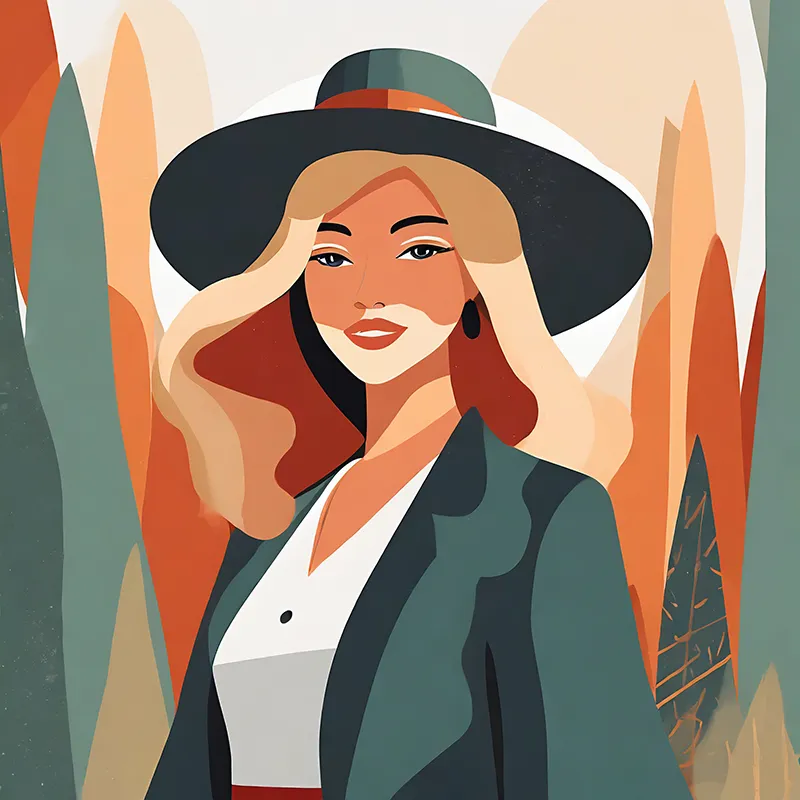 flat vector illustration of a woman generated in Firefly