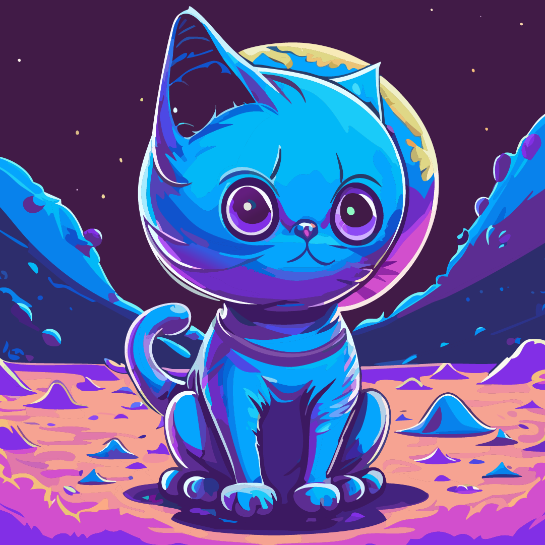 retro illustration of a cat on an alien planet AI generated in Illustrator