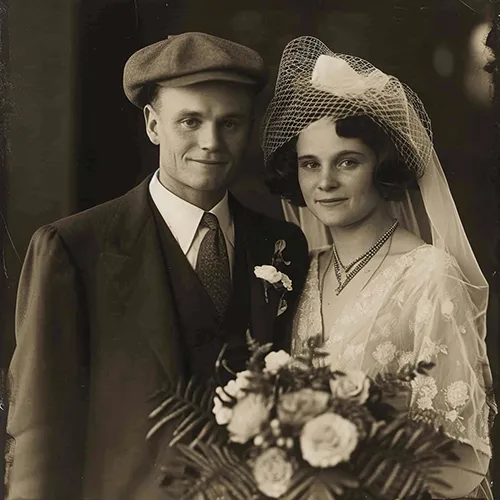 Bride and Groom at their wedding, generated in Midjourney