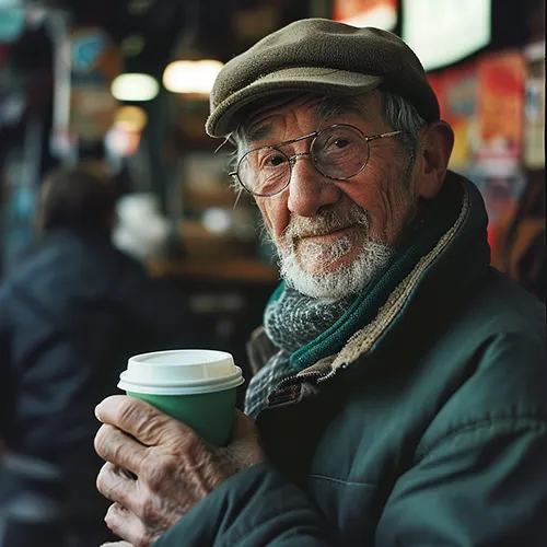 Man Drinking Coffee, generated in Midjourney
