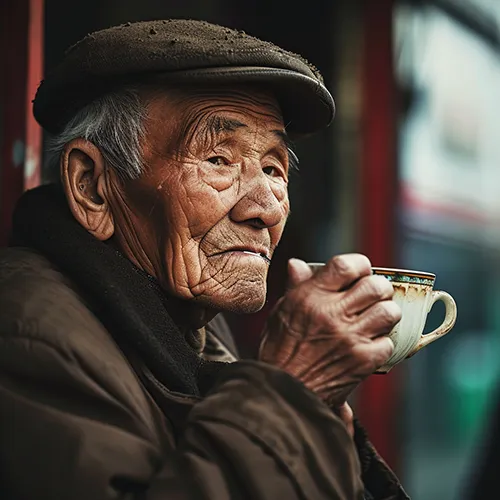 Man Drinking Coffee, generated in Midjourney