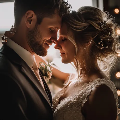Bride and Groom at their wedding, generated in Midjourney