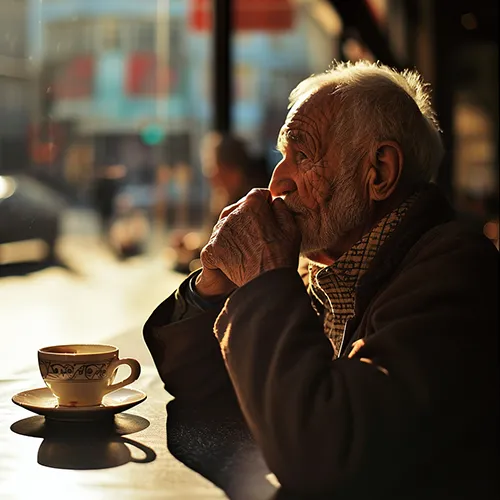 Man Drinking Coffee, generated in Midjourney