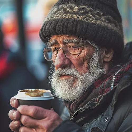 Man Drinking Coffee, generated in Midjourney