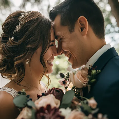 Bride and Groom at their wedding, generated in Midjourney