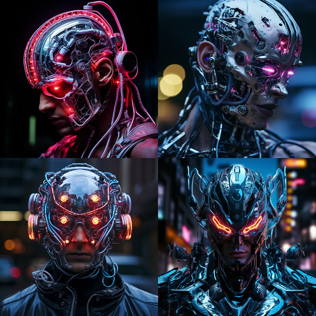 Midjourney generated cyborgs - neon