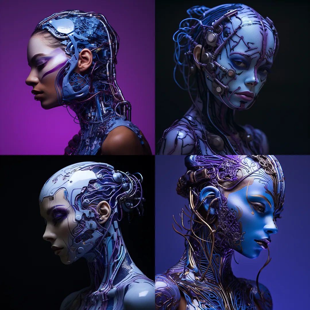 Midjourney generated cyborgs - asymmetrical