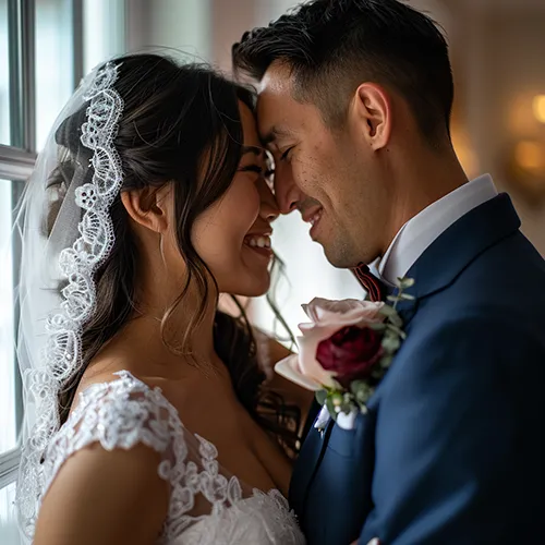 Bride and Groom at their wedding, generated in Midjourney