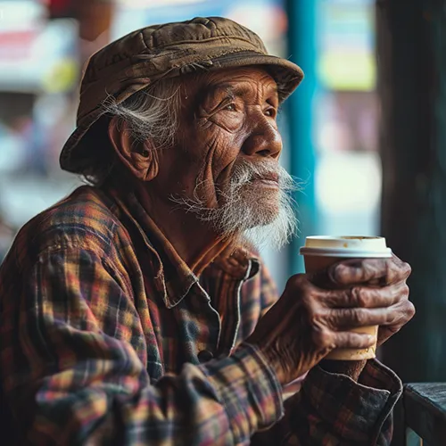 Man Drinking Coffee, generated in Midjourney
