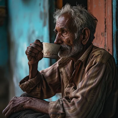 Man Drinking Coffee, generated in Midjourney