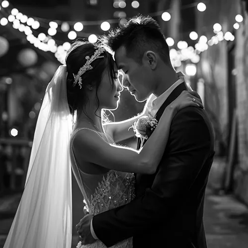 Bride and Groom at their wedding, generated in Midjourney
