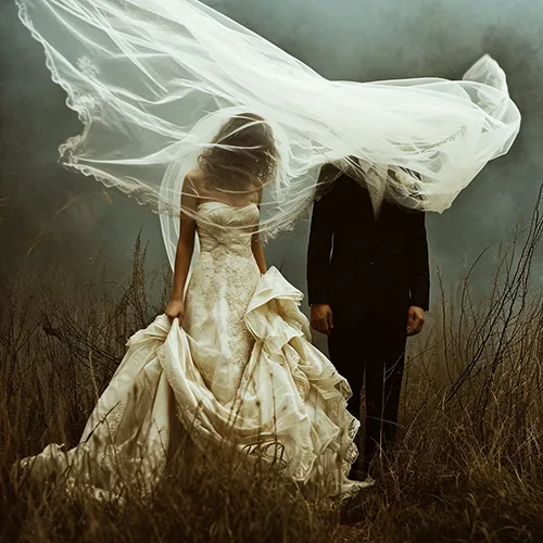 Bride and Groom at their wedding, generated in Midjourney