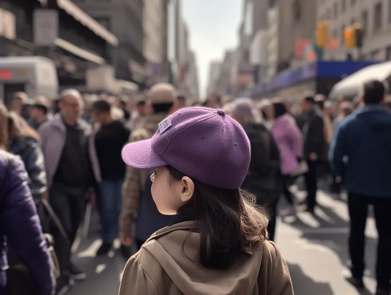 little girl with a purple hat, generated in Midjourney v5