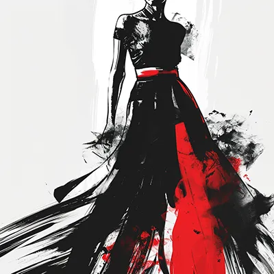 red--dress--tbarbs._a_fashion_illustration_of_a_woman_in_a_dress_black_and__415484b9-0ca2-4e58-9d2c-00d84583725f copy fashion illustrations of a woman wearing a dress generated in Midjourney