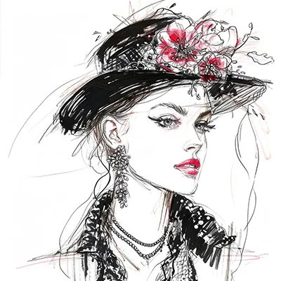 sketch--accessories--tbarbs._a_fashion_illustration_sketch_of_a_fashionable_woman_we_6aa0d281-0eea-4d3c-b3d3-edf416fadf06 copy fashion illustration of a woman wearing accessories generated in Midjourney
