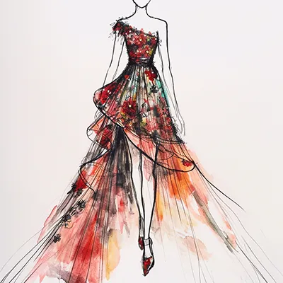 sketch--dress--tbarbs._a_fashion_illustration_sketch_of_a_woman_in_a_dress_824beb7e-2284-4032-a1f3-46cc8c846476 copy fashion illustrations of a woman wearing a dress generated in Midjourney