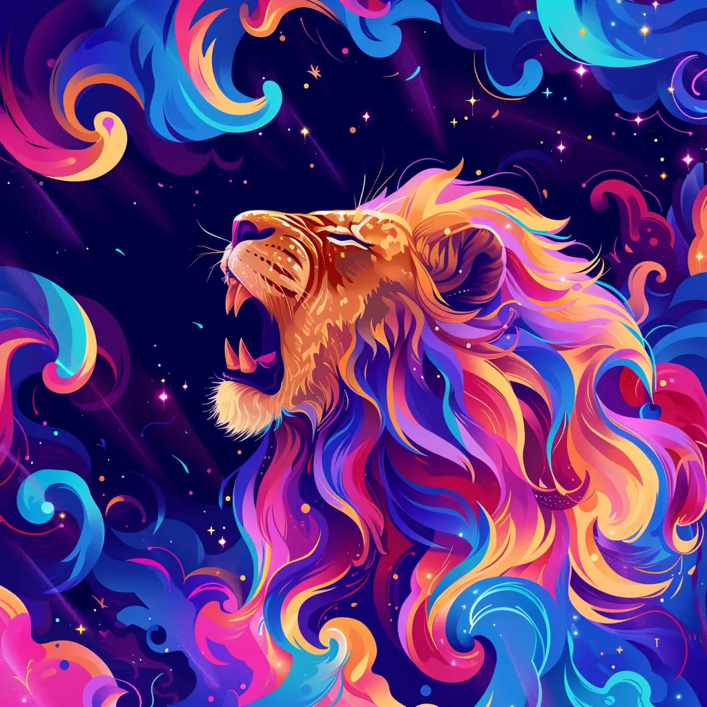 vector illustration of a lion generated in Midjourney