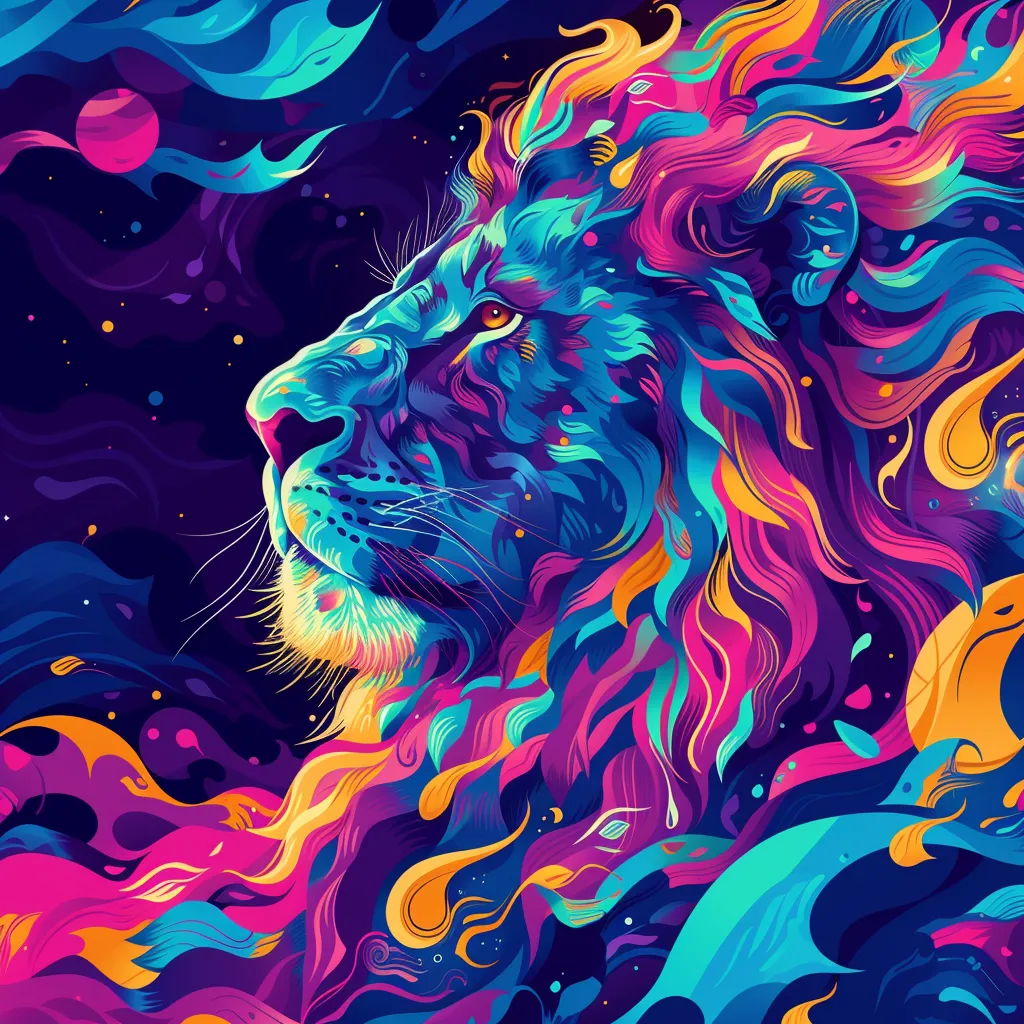 vector illustration of a lion generated in Midjourney