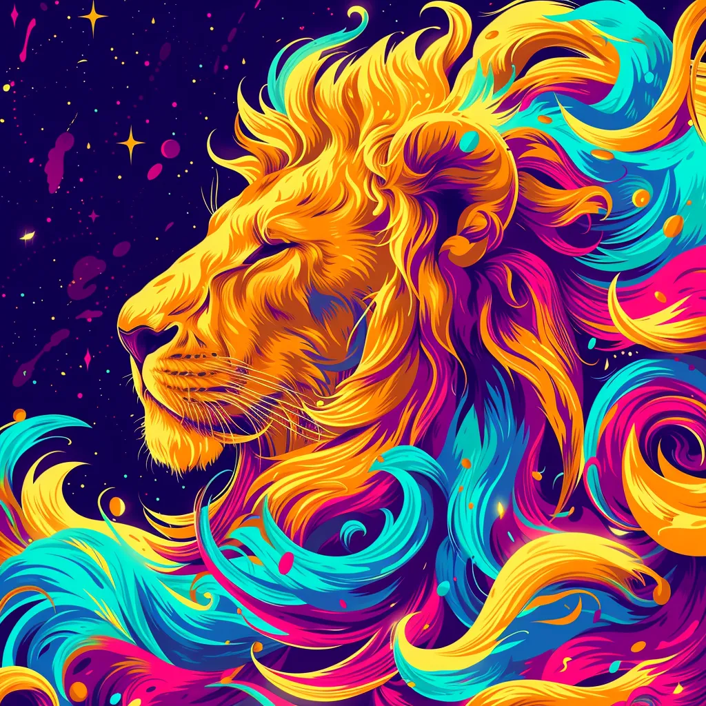 vector illustration of a lion generated in Midjourney