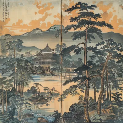 ukiyo-e romantic vista generated in Midjourney