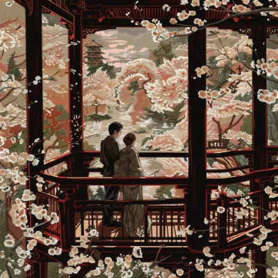 ukiyo-e romantic vista generated in Midjourney
