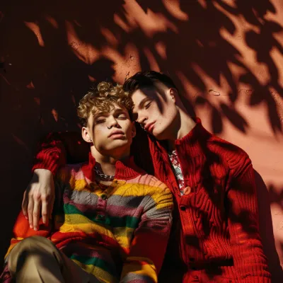 none-couple--tbarbs._a_fashion_photoshoot_of_a_gay_couple_e98d118c-8560-4e98-80e9-b8d6fc8034de a gay couple posing for a fashion shoot generated in Midjourney
