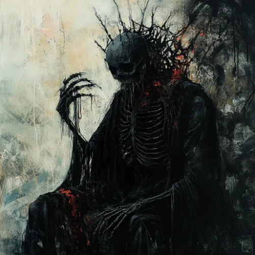 Midjourney AI generated image of the personification of death