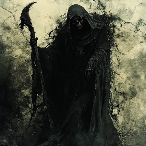 Midjourney AI generated image of the personification of death