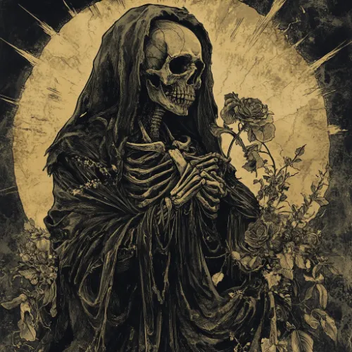 Midjourney AI generated image of the personification of death