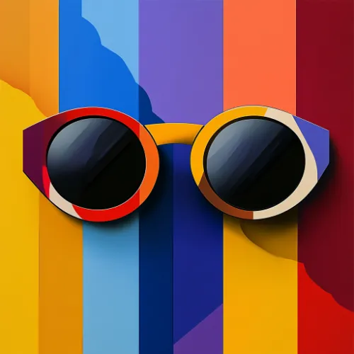 An Bauhaus advertisment for sunglasses generated in Midjourney