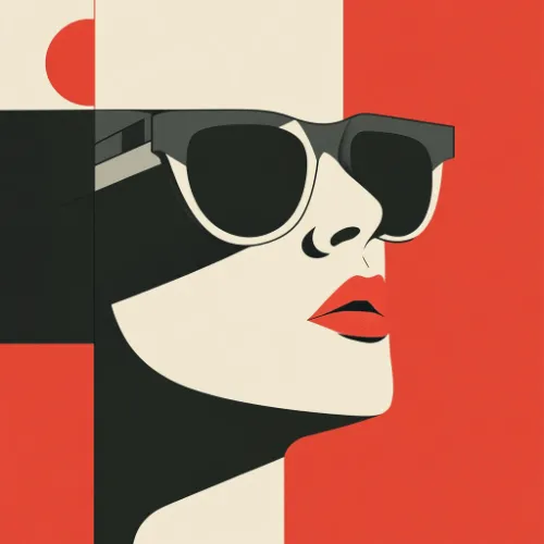 An Bauhaus advertisment for sunglasses generated in Midjourney