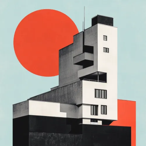 Bauhaus architecture magazine generated in Midjourney