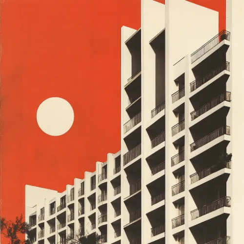 Bauhaus architecture magazine generated in Midjourney