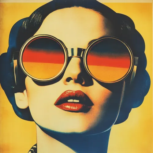 An Bauhaus advertisment for sunglasses generated in Midjourney