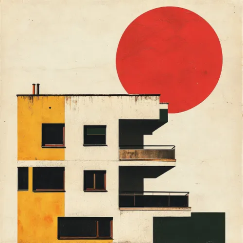 Bauhaus architecture magazine generated in Midjourney