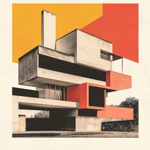 Bauhaus architecture magazine generated in Midjourney
