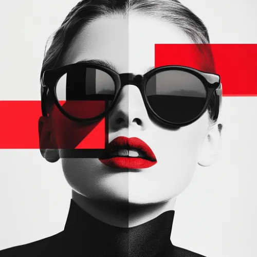 An Bauhaus advertisment for sunglasses generated in Midjourney