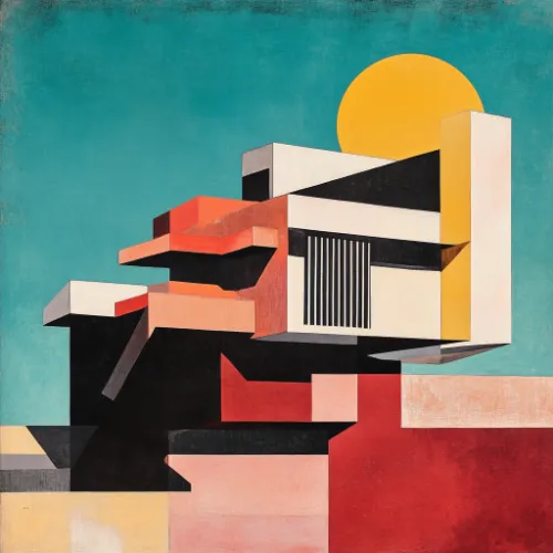 Bauhaus architecture magazine generated in Midjourney