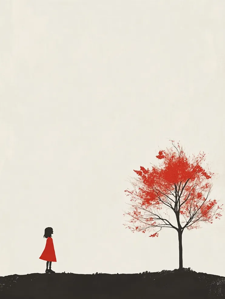 none-tree--tbarbs._A_minimalistic_artwork_of_a_little_girl_and_a_tree_97320168-8a0a-4d95-80d3-ec0e7390bf33 a minimalistic artwork of little girl and a tree generated in Midjourney