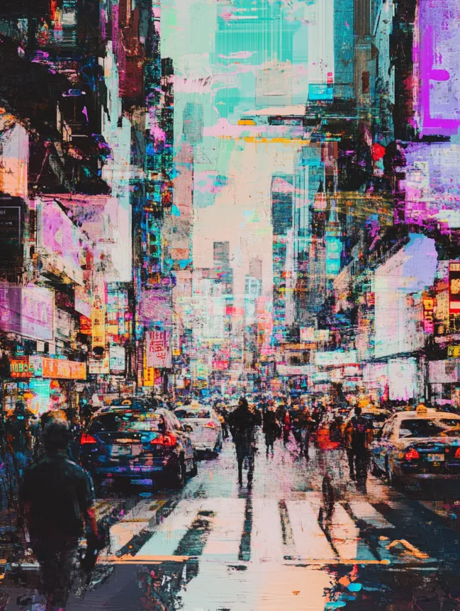 glitch-street--tbarbs._an_artwork_of_a_busy_Cyberpunk_city_street_in_the_style_f0870950-70ce-48b1-bcc9-4789e305997c A busy cyberpunk city street generated in Midjourney