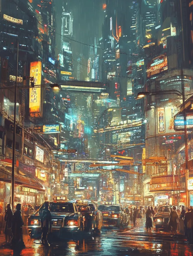 high-tech-street--tbarbs._A_artwork_of_a_high_tech_low_life_busy_Cyberpunk_city_s_4e201462-15dd-4bfe-b329-3d8b336bf1df A busy cyberpunk city street generated in Midjourney