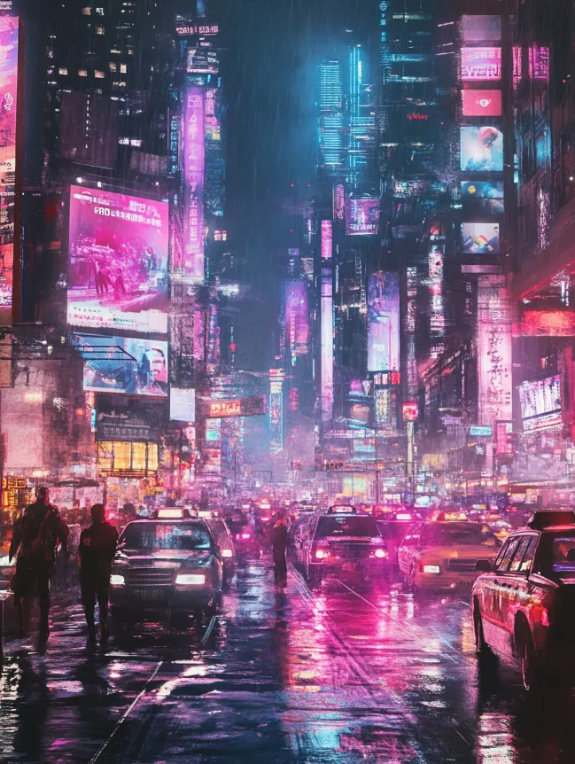 neon-street--tbarbs._A_artwork_of_a_busy_neon_Cyberpunk_city_street_9f8cf35d-15dd-4677-b3e3-e3afb75b21a2 A busy cyberpunk city street generated in Midjourney