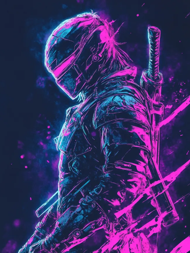 neon-warrior--tbarbs._A_neon_artwork_of_a_Cyberpunk_warrior_59baca7d-44dc-458d-936c-4d6ebd0de22c An artwork of a cyberpunk warrior generated in Midjourney